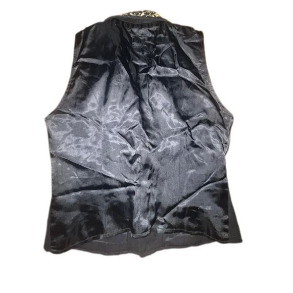 Vintage 1990s Lizwear Women's Black with gold embellishments Vest Size 4 - Picture 2 of 4